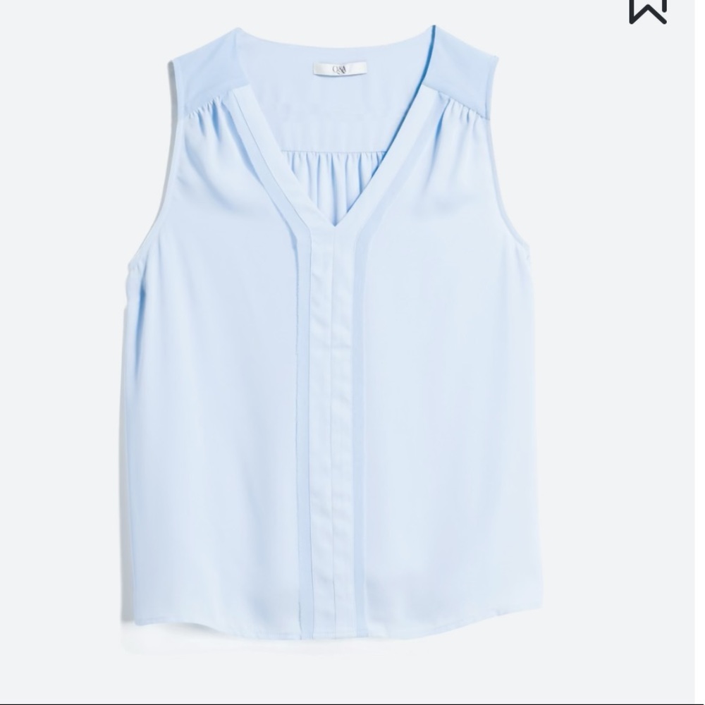 Q&A Franki Chiffon Trim Blouse from Stitch Fix, Size Large, Light Blue